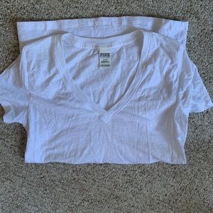 Pink short sleeve v-neck T-shirt